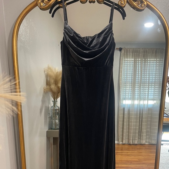 Revelry Bridesmaid Dress, Style Skye Velvet Dress, Size 4, Color Slate Blue - Picture 2 of 5